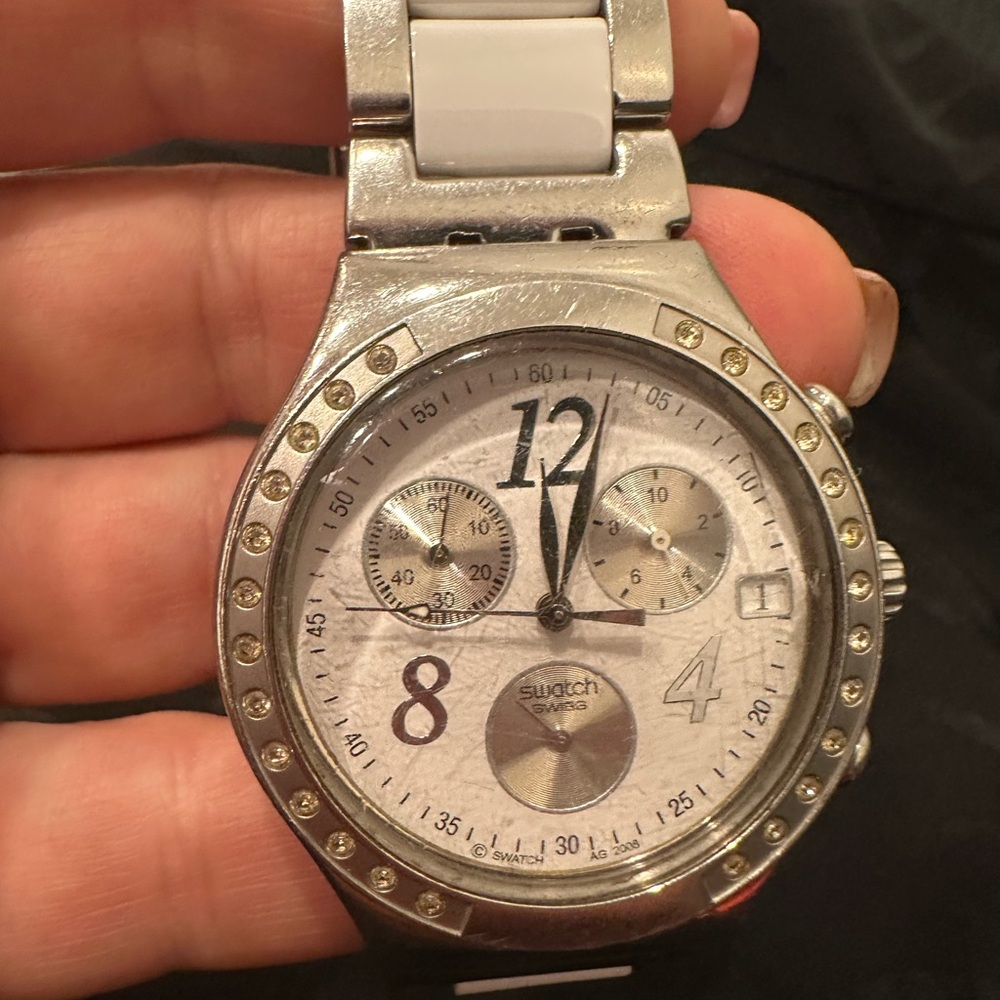 Swatch Silver and White Smartwatch